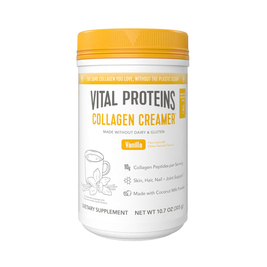 Vital Proteins Collagen Coffee Creamer, Non-dairy & Low Sugar Powder with Collagen Peptides Supplement - Supporting Healthy Hair, Skin, Nails with Energy-Boosting MCTs - Vanilla