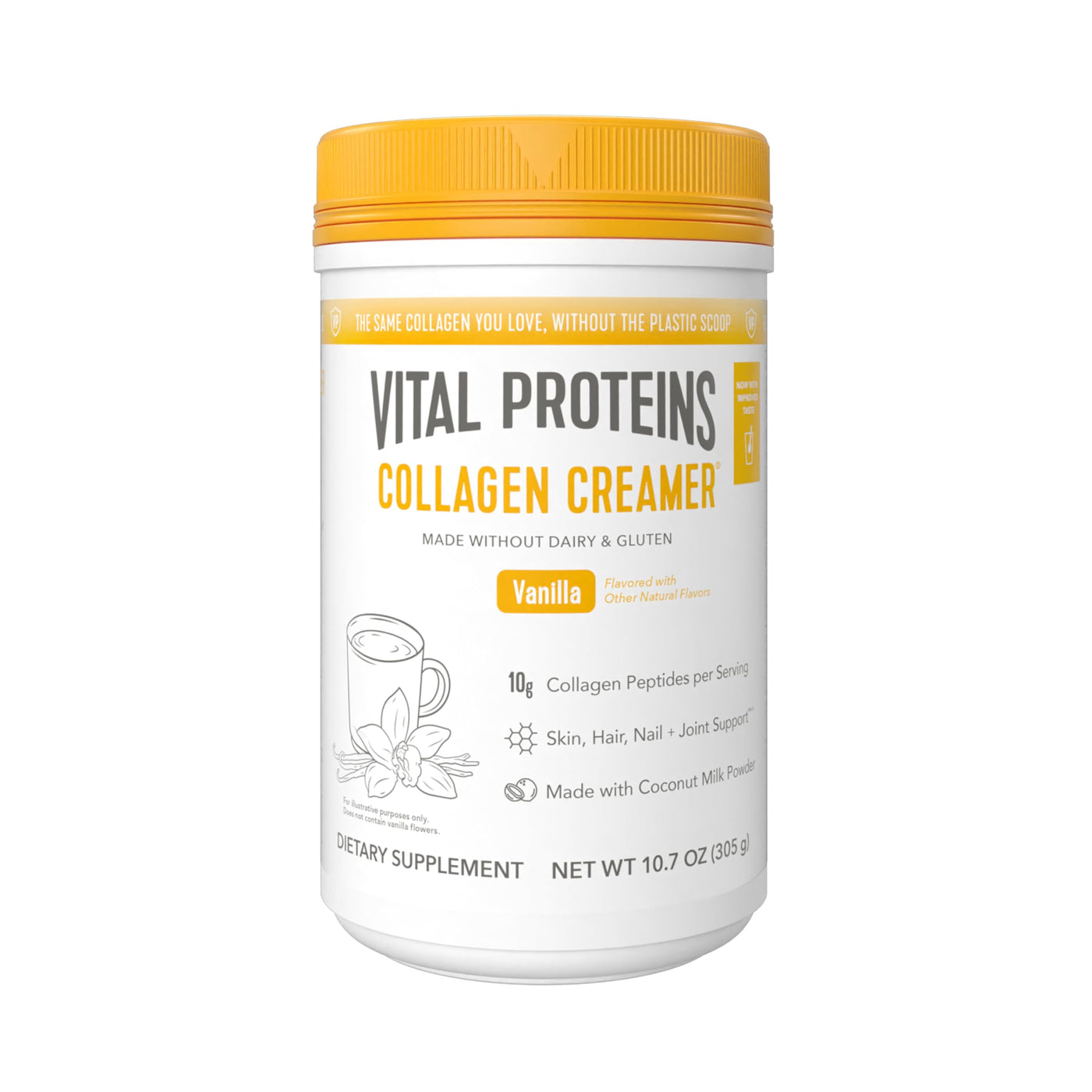Vital Proteins Collagen Coffee Creamer, Non-dairy & Low Sugar Powder with Collagen Peptides Supplement - Supporting Healthy Hair, Skin, Nails with Energy-Boosting MCTs - Vanilla