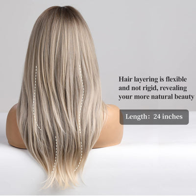 HAIRCUBE Blonde Wigs Long Curly Wigs Shoulder Length Heat Resistant Synthetic Wigs for Women with Bangs