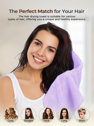 Hicober Microfiber Hair Towel, 3 Packs Hair Turbans for Wet Hair, Drying Hair Wrap Towels for Curly Hair Women Anti Frizz (Blue,Grey,Pink)