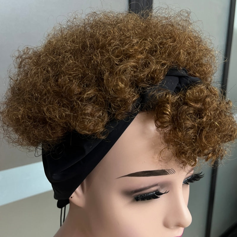 Human Hair, Brown Short Curly Wig, No Glue Required, Fluffyand Curly, Specially Designed For Black Women, Ultra-comfortable Ice Silk Texture, Highly Elastic.