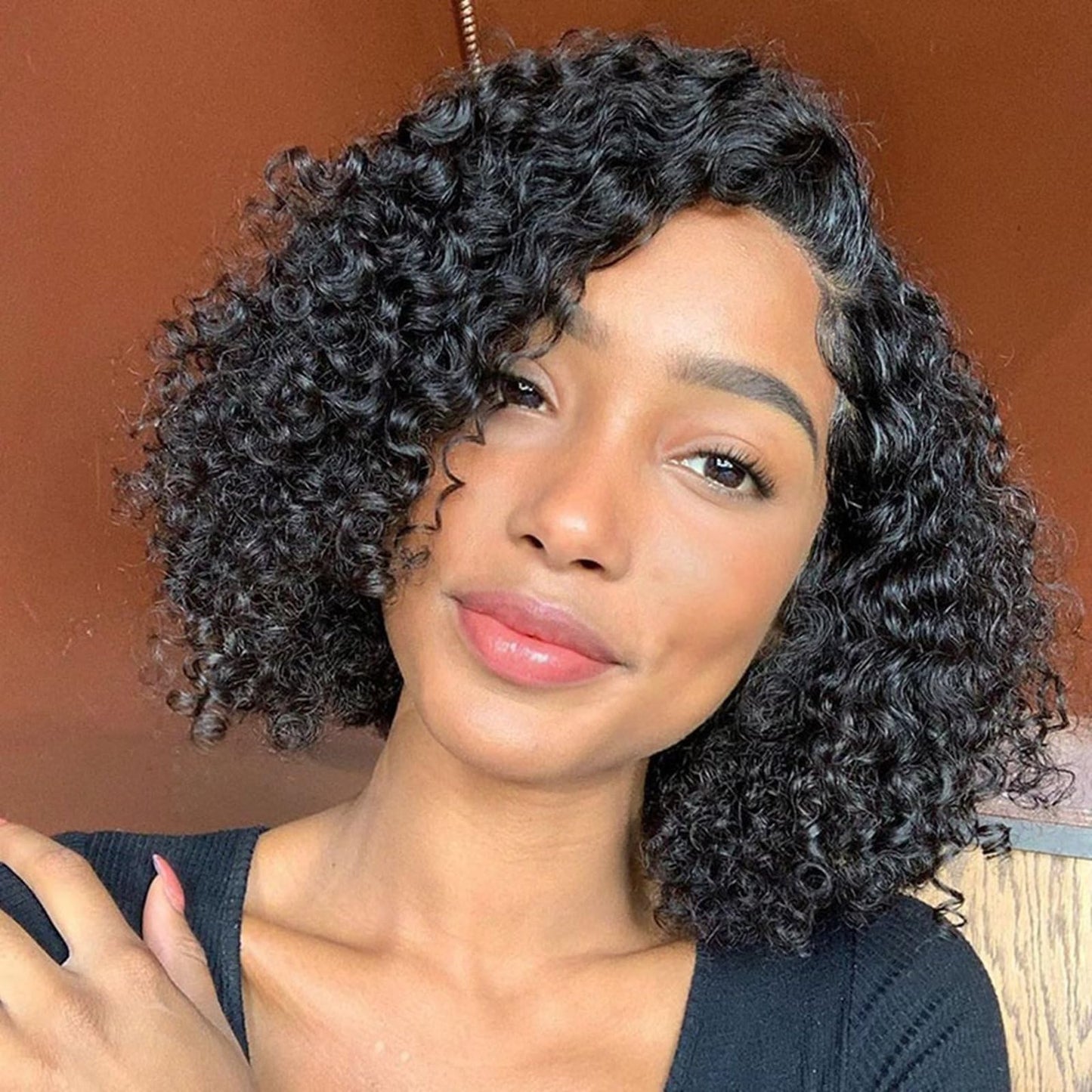 Wear and Go Glueless Bob Wig Human Hair Pre Plucked Pre Cut 13x4 Deep Curly Lace Front Wigs Human Hair For Black Women No Glue Upgraded Glueless Short Curly Bob Human Hair Wig 150% Density (12 Inch)