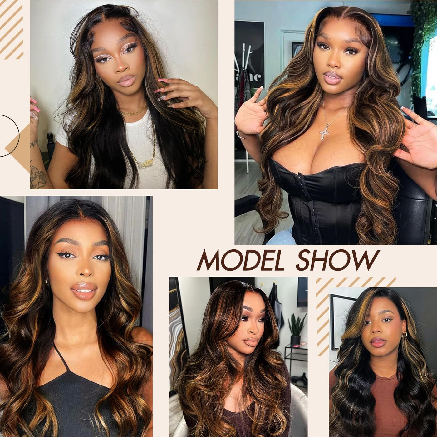 30 Inch Honey Blonde Ombre 13x6 Lace Front Wigs Human Hair 200% Density Highlight Body Wave HD Lace Front Wigs Human Hair Pre Plucked Glueless P4/27 Colored Honey Blonde Wig for Women