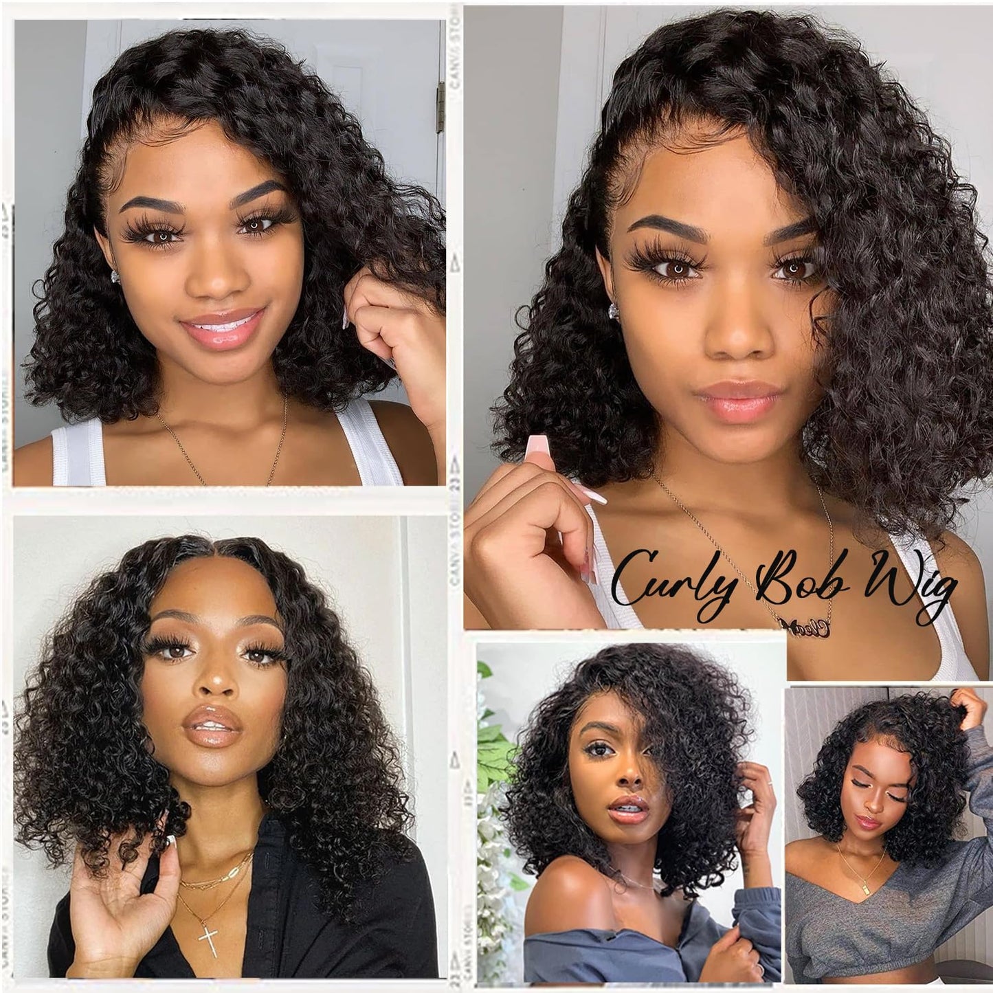 Wear and Go Glueless Bob Wig Human Hair Pre Plucked Pre Cut 13x4 Deep Curly Lace Front Wigs Human Hair For Black Women No Glue Upgraded Glueless Short Curly Bob Human Hair Wig 150% Density (12 Inch)