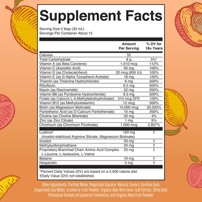 MaryRuth's Liquid Multivitamin + Lustriva® Hair Growth | Biotin 10000mcg | Vitamin D | B Vitamins | Clinically Tested for Thicker Hair, Wrinkles, Fine Lines, Skin Care | Ages 18+ | 30 Fl Oz