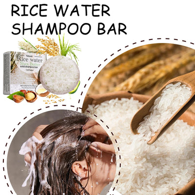 2Pcs Rice Water Shampoo Bar for Hair Growth, Protein Shampoo Bar Bulk, Root White Coverage Hair Darkening Shampoo, Volumizing and Strengthening