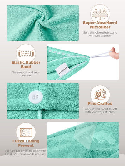 Hicober Microfiber Hair Towel, 3 Packs Hair Turbans for Wet Hair, Drying Hair Wrap Towels for Curly Hair Women Anti Frizz (Blue,Grey,Pink)