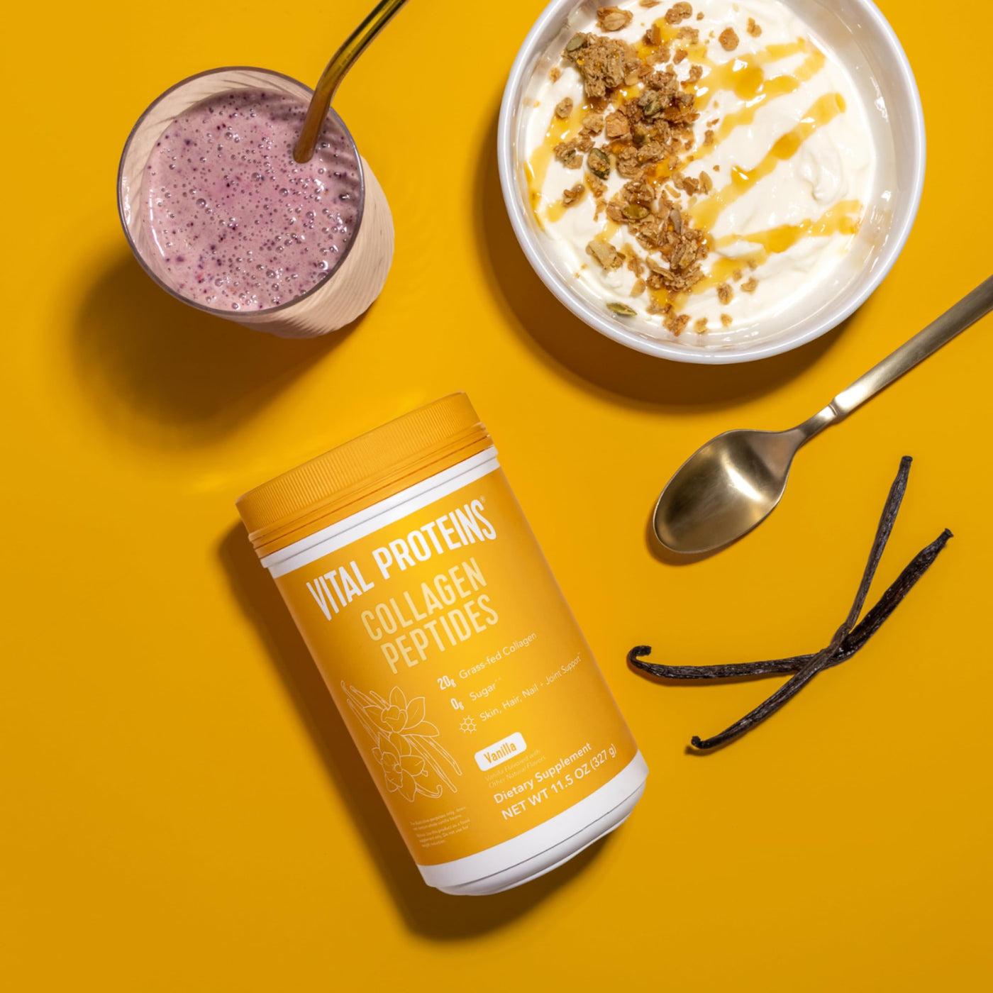 Vital Collagen Peptides Powder, Helps Support Hair, Skin, Nails, Bones and Joints - Vanilla 11.5 oz