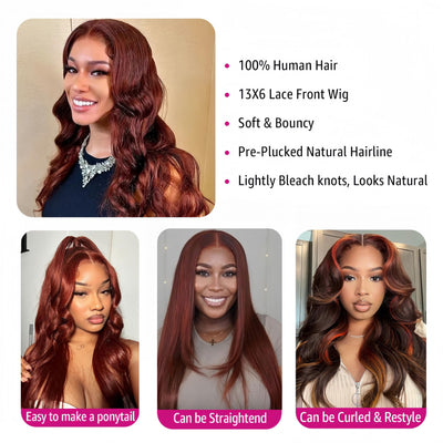 30 Inch Honey Blonde Ombre 13x6 Lace Front Wigs Human Hair 200% Density Highlight Body Wave HD Lace Front Wigs Human Hair Pre Plucked Glueless P4/27 Colored Honey Blonde Wig for Women