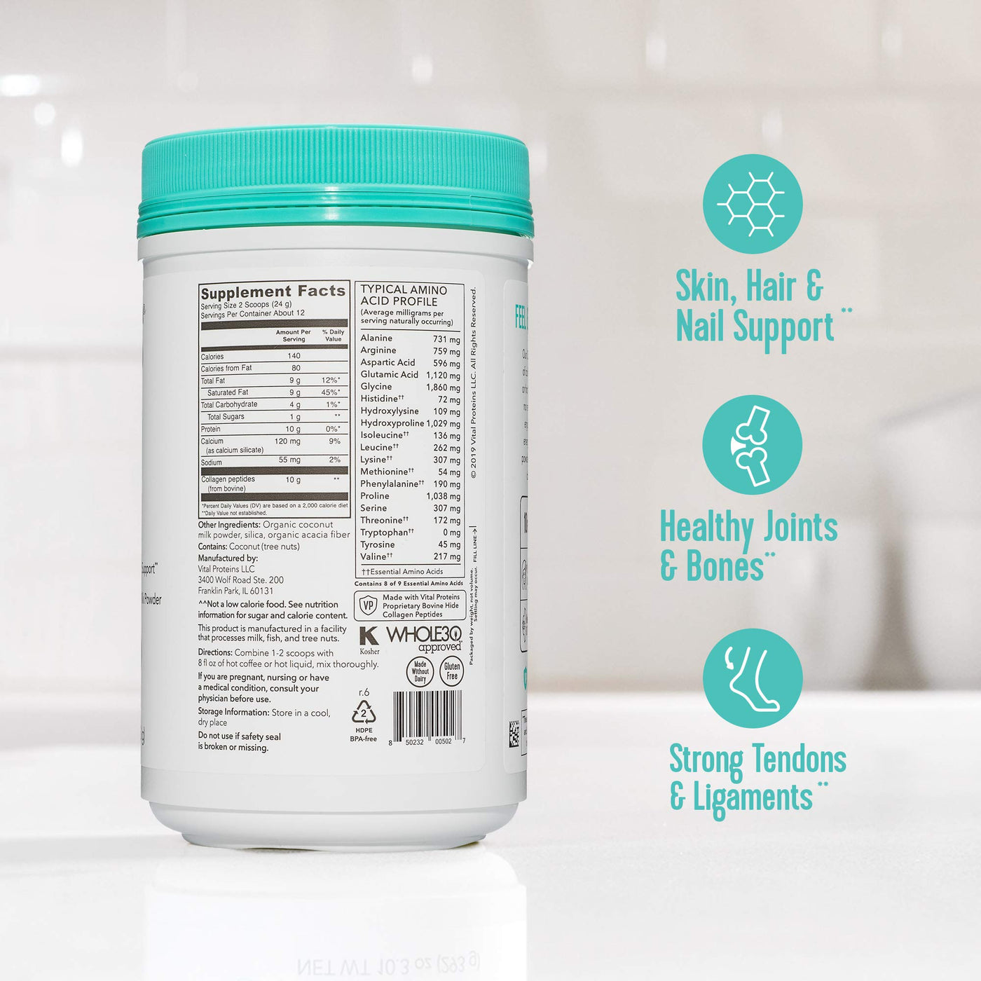 Vital Proteins Collagen Coffee Creamer, Non-dairy & Low Sugar Powder with Collagen Peptides Supplement - Supporting Healthy Hair, Skin, Nails with Energy-Boosting MCTs - Vanilla