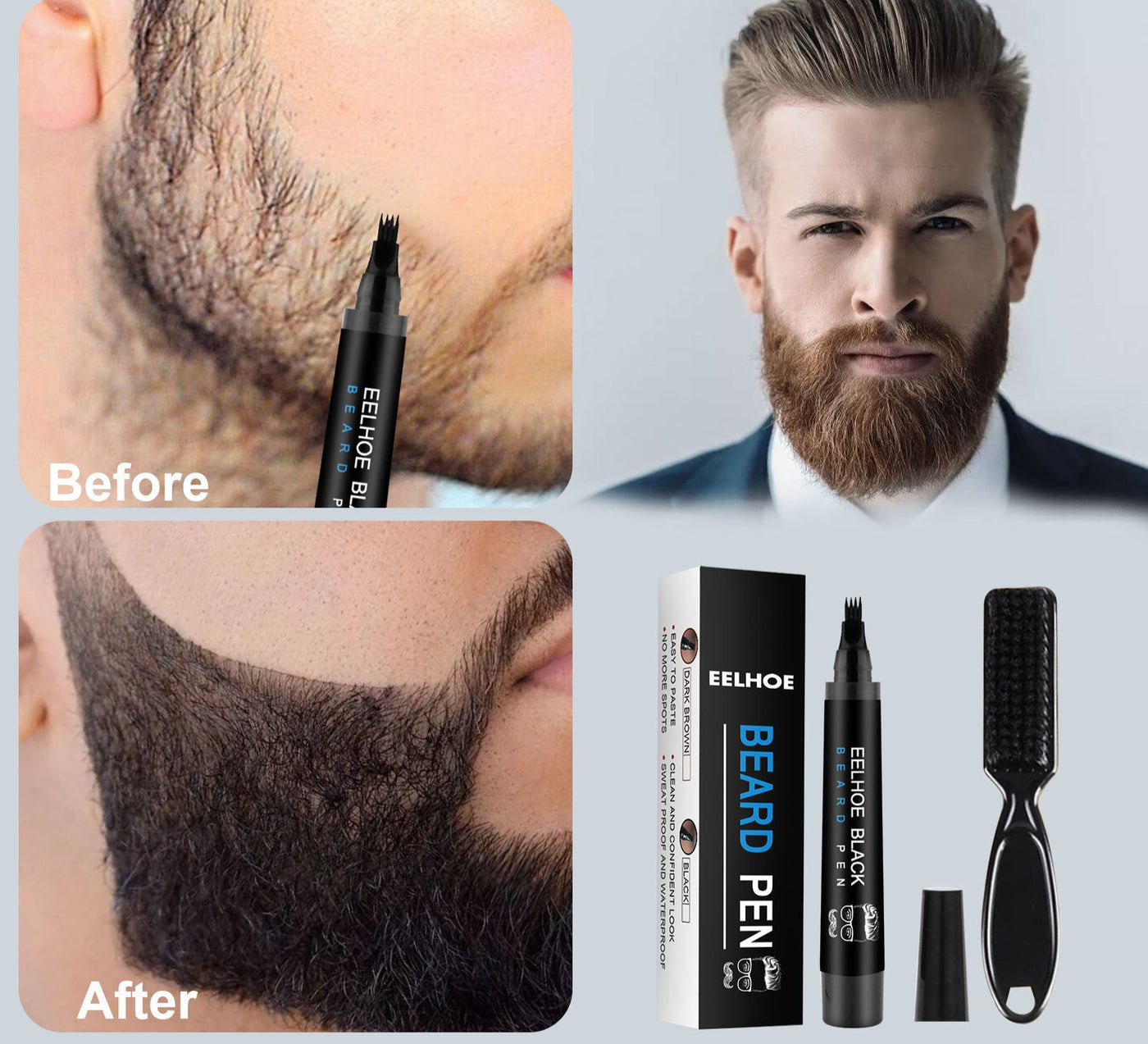 Waterproof Sweat-proof Beard Pen Without Makeup Removal