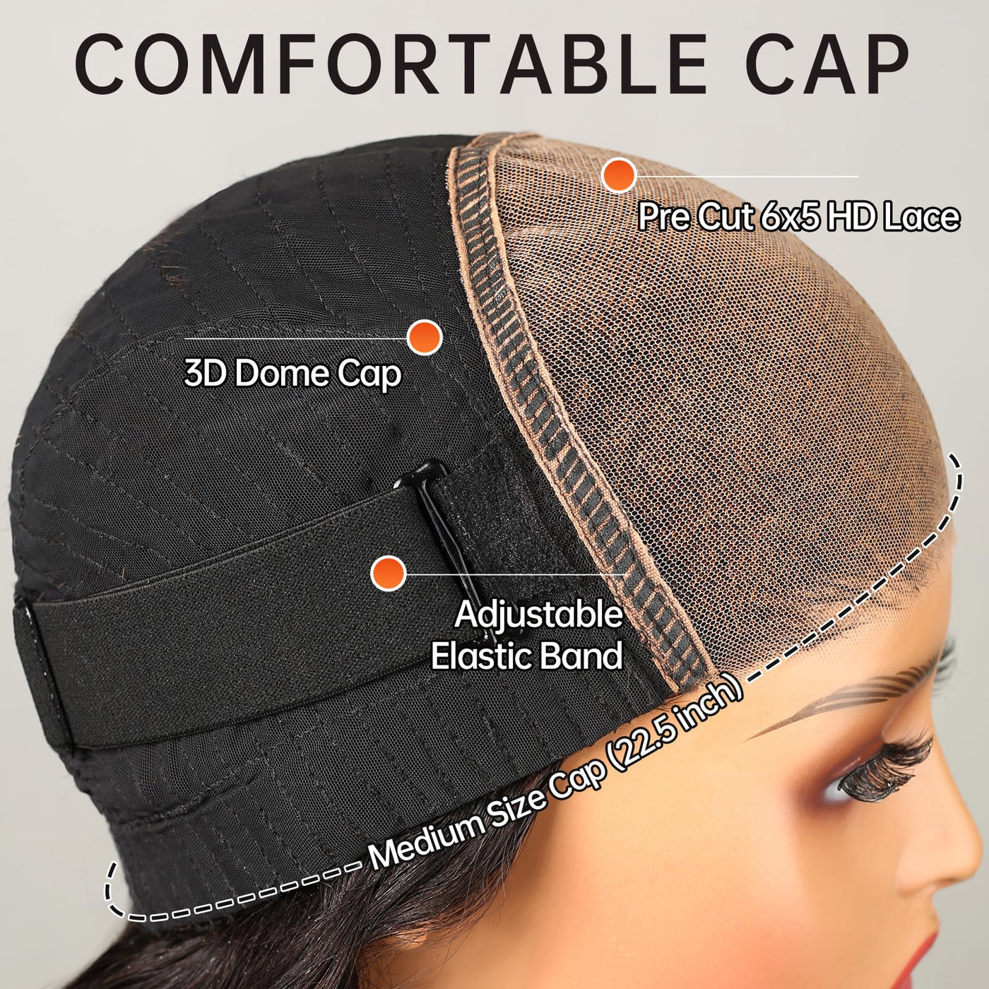 MEGALOOK 12A Wear and Go Glueless Wig Upgraded New Body Wave Human Hair Wig Pre Plucked Pre Cut 6x5 HD Closure Wigs Human Hair Bleached Tiny Knots 220% Density 28 Inch (New Body)