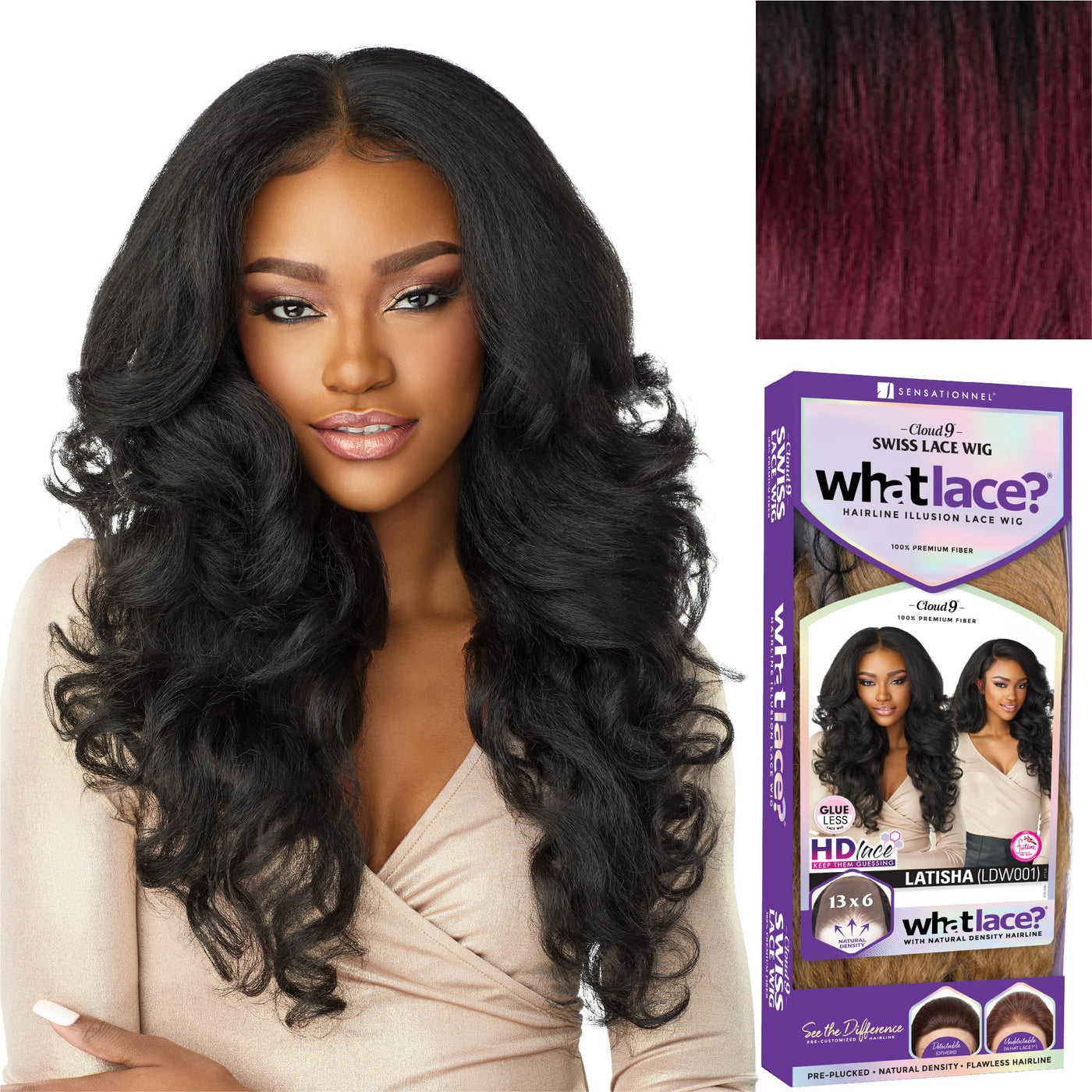 Sensationnel What lace 13x6 wigs - latisha synthetic wig cloud 9 with preplucked hairline hd lace - Whatlace Latisha (1 JETBLACK)