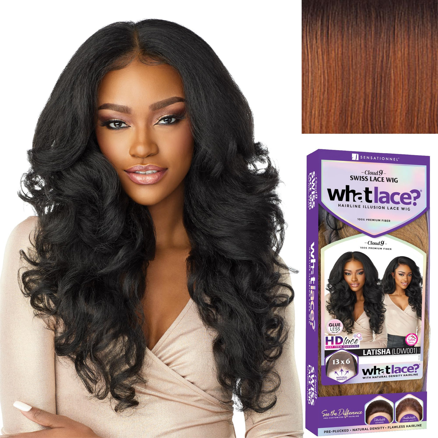 Sensationnel What lace 13x6 wigs - latisha synthetic wig cloud 9 with preplucked hairline hd lace - Whatlace Latisha (1 JETBLACK)