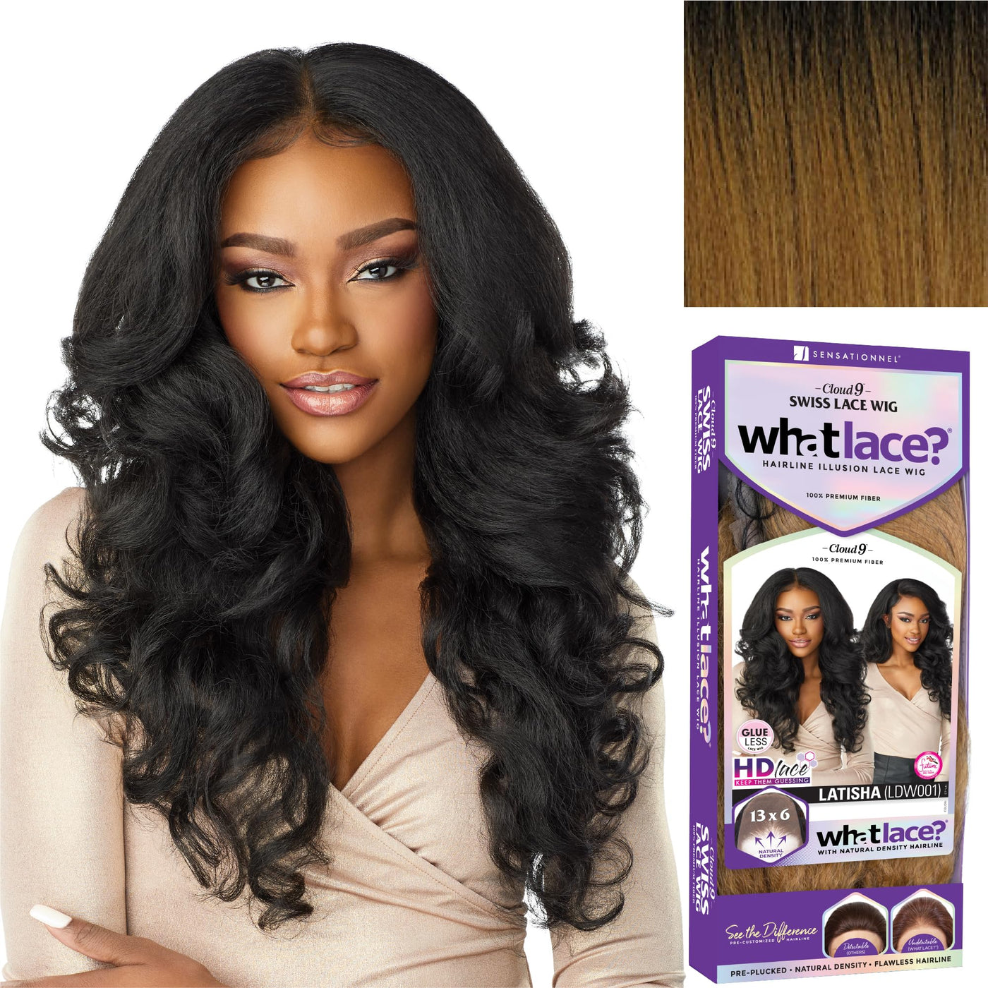 Sensationnel What lace 13x6 wigs - latisha synthetic wig cloud 9 with preplucked hairline hd lace - Whatlace Latisha (1 JETBLACK)