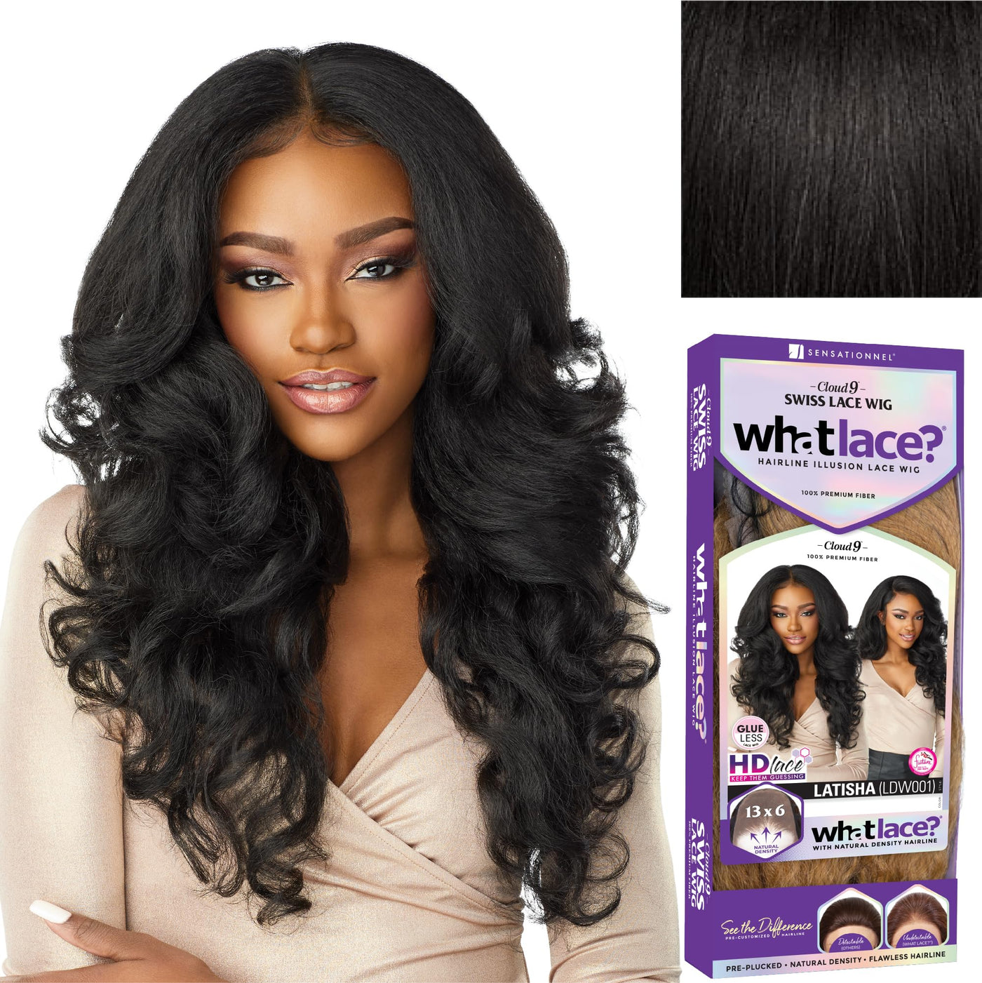 Sensationnel What lace 13x6 wigs - latisha synthetic wig cloud 9 with preplucked hairline hd lace - Whatlace Latisha (1 JETBLACK)