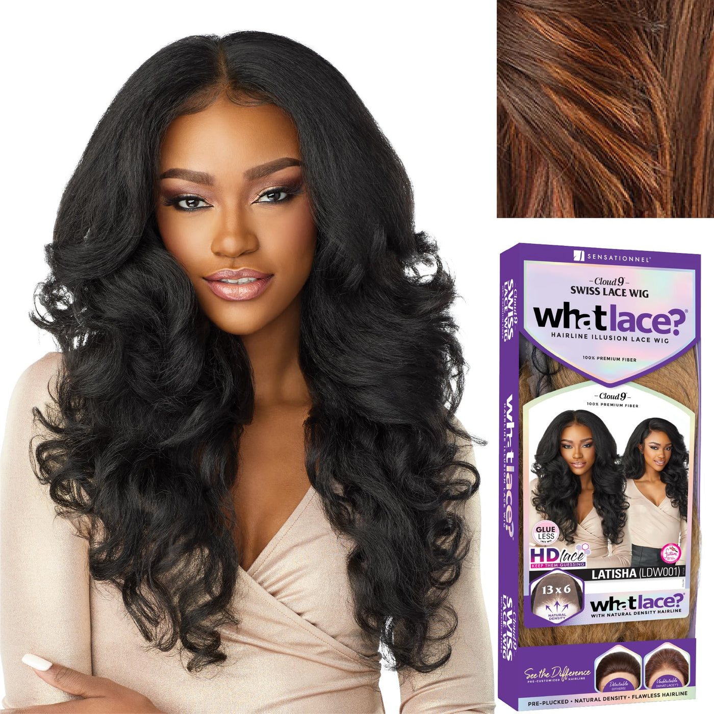 Sensationnel What lace 13x6 wigs - latisha synthetic wig cloud 9 with preplucked hairline hd lace - Whatlace Latisha (1 JETBLACK)