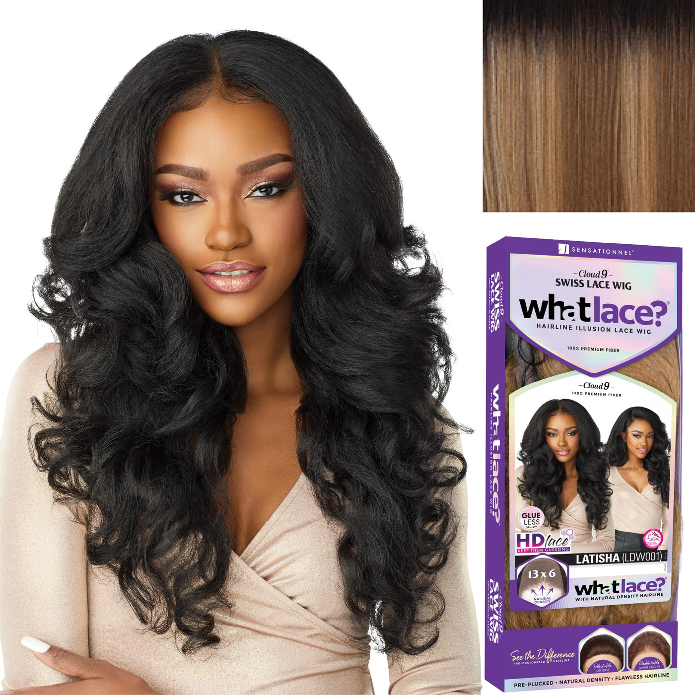 Sensationnel What lace 13x6 wigs - latisha synthetic wig cloud 9 with preplucked hairline hd lace - Whatlace Latisha (1 JETBLACK)