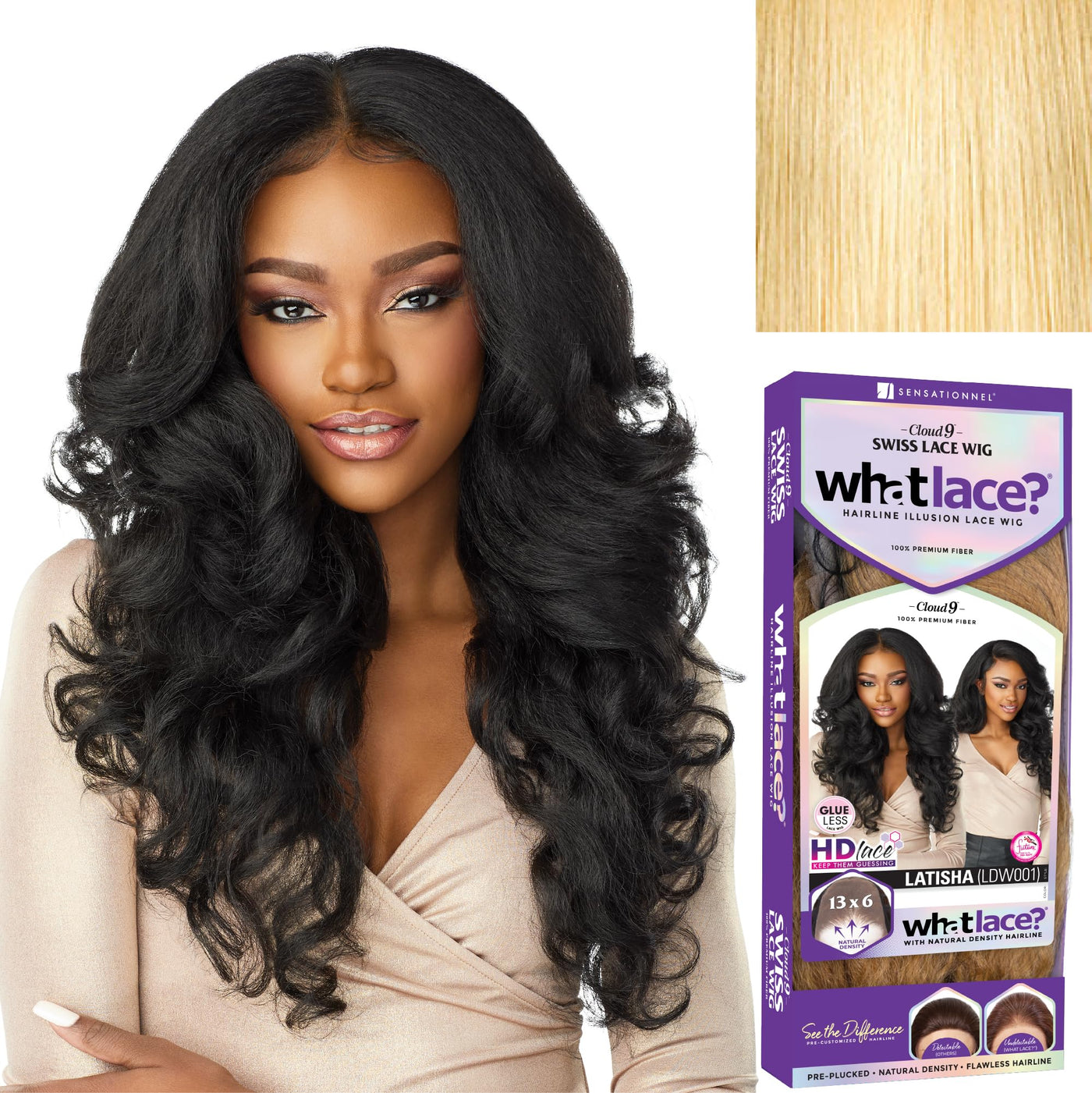 Sensationnel What lace 13x6 wigs - latisha synthetic wig cloud 9 with preplucked hairline hd lace - Whatlace Latisha (1 JETBLACK)