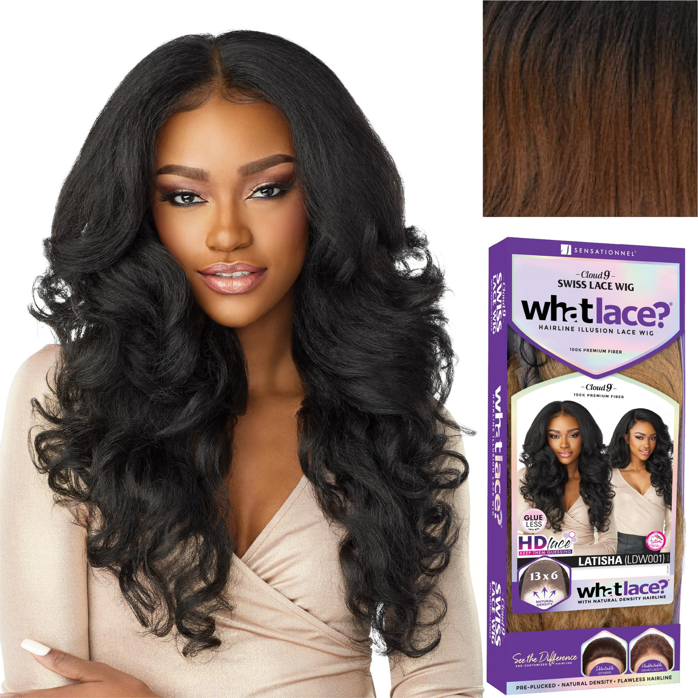 Sensationnel What lace 13x6 wigs - latisha synthetic wig cloud 9 with preplucked hairline hd lace - Whatlace Latisha (1 JETBLACK)