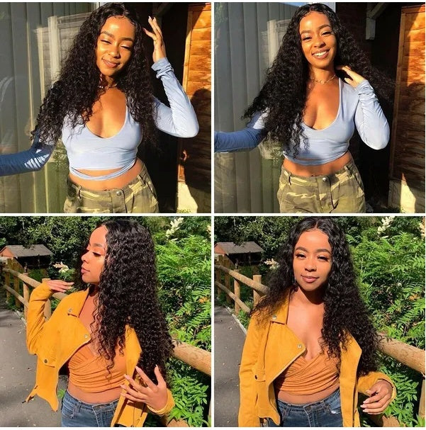 Hair Front Wig Womens Brazilian Human Long Curly Lace Wavy Hair Wigs US
