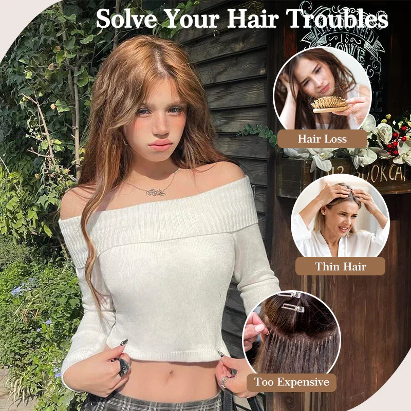 Holdbalance Straight Clip In Hair Extensions 24inch Hair Extensions For Women 6PCS Long Soft Synthetic Natural Hairpieces