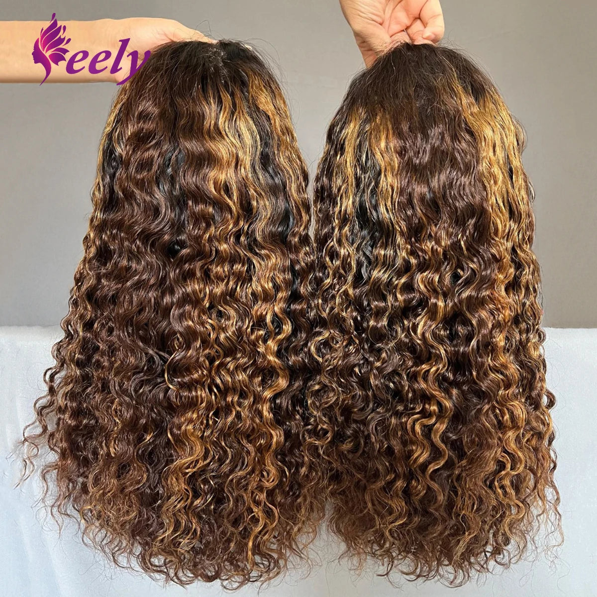 Highlight Deep Wave Human Hair Bob Wig 13x4 Transparent Lace Wig 250% Density Deep Curly Bob Wig Pre-Plucked Lace Frontal Wig
