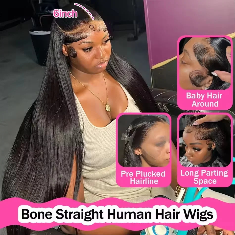 13x6 HD Lace Straight Raw Human Hair Wig 300% Density
