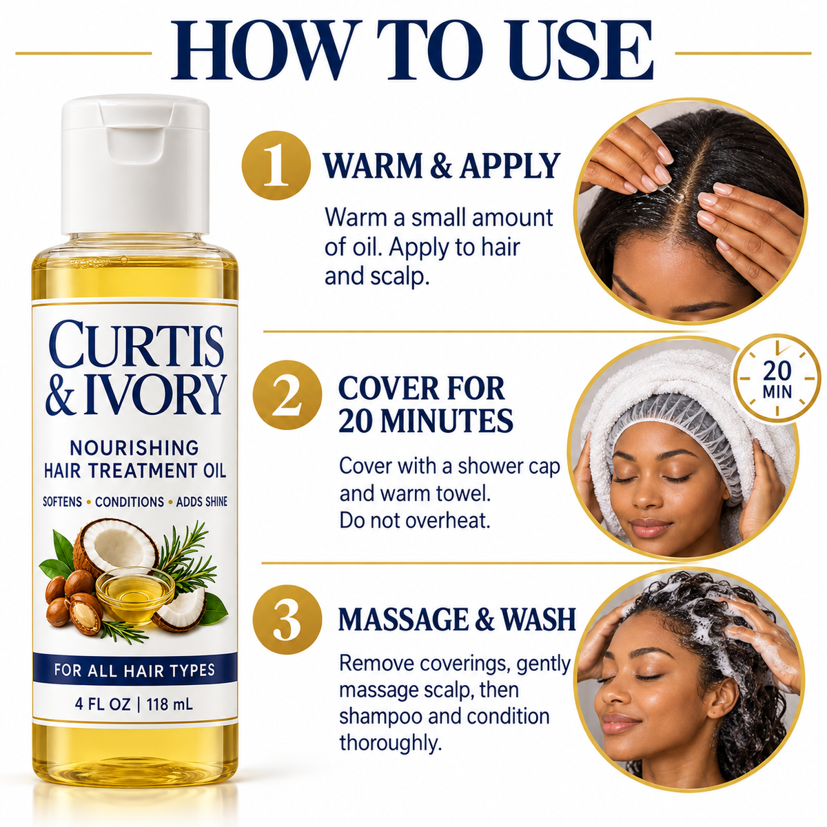 Curtis & Ivory Nourishing Hair Treatment Oil – 4 fl oz