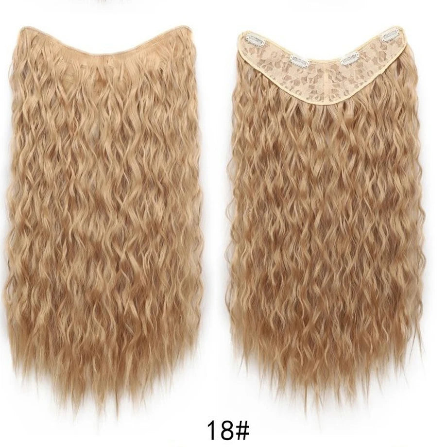 Water Wave Clip in Hair Extension Synthetic Hair Highlight Silky Soft Natural Look with Invisible Lace Weft Hairpieces for Women