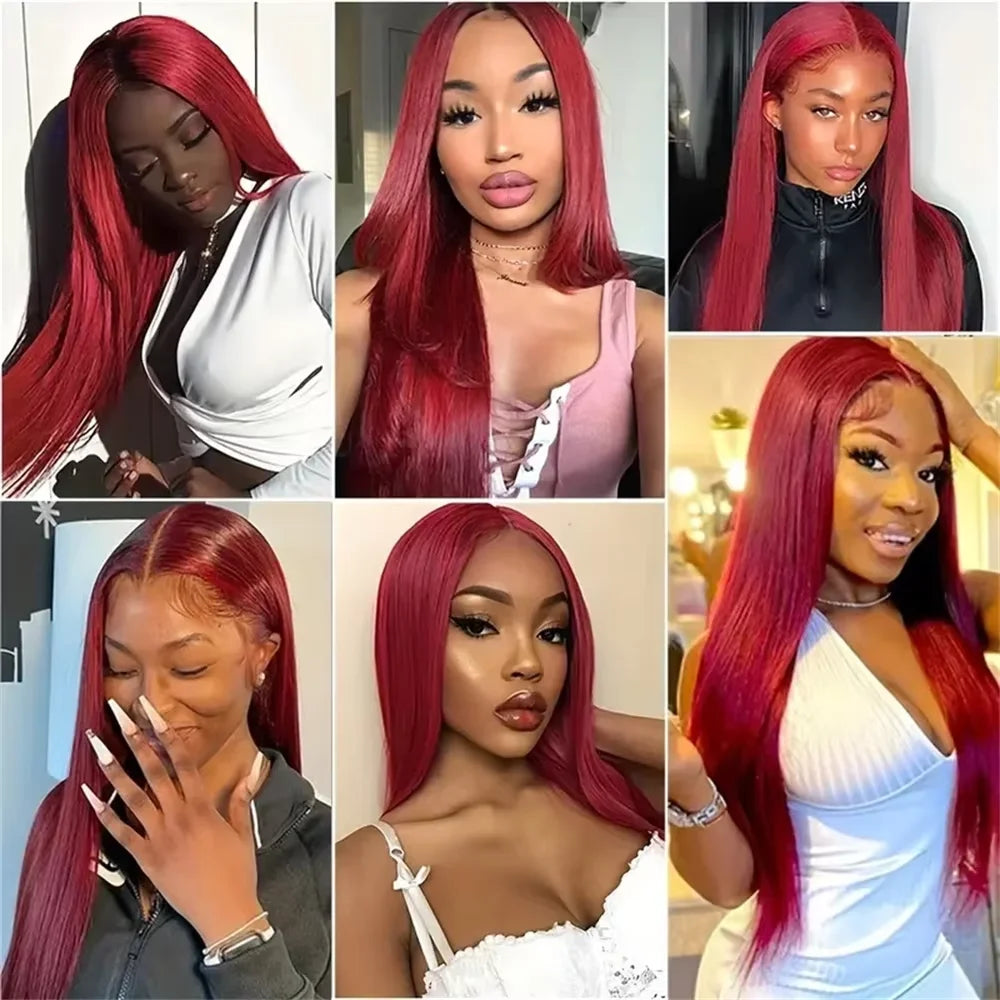 Burgundy Straight HD Lace Front Human Hair Wig