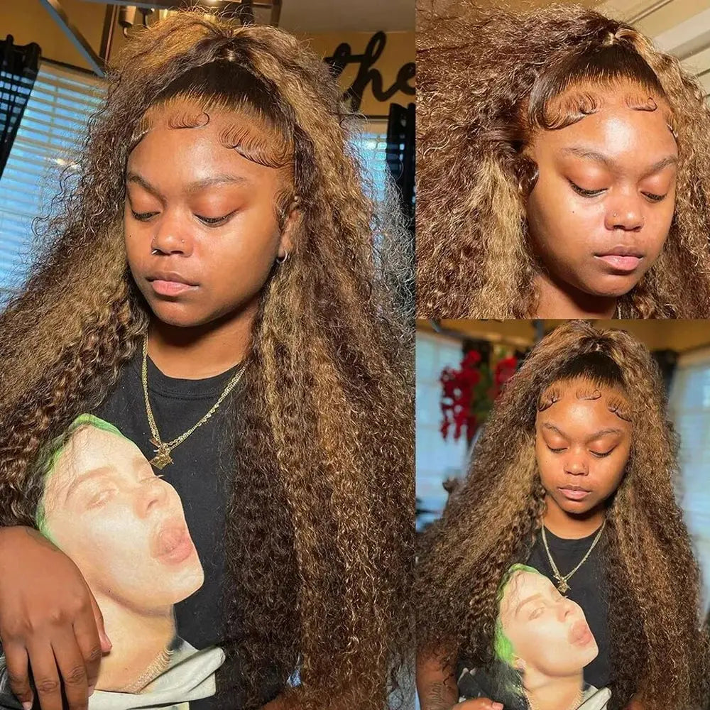 13x6 Hd Lace Deep Wave Frontal Wig 250 300 Density Human Hair Wigs Highlight Wig Human Hair Curly Lace Front Human Hair Wigs