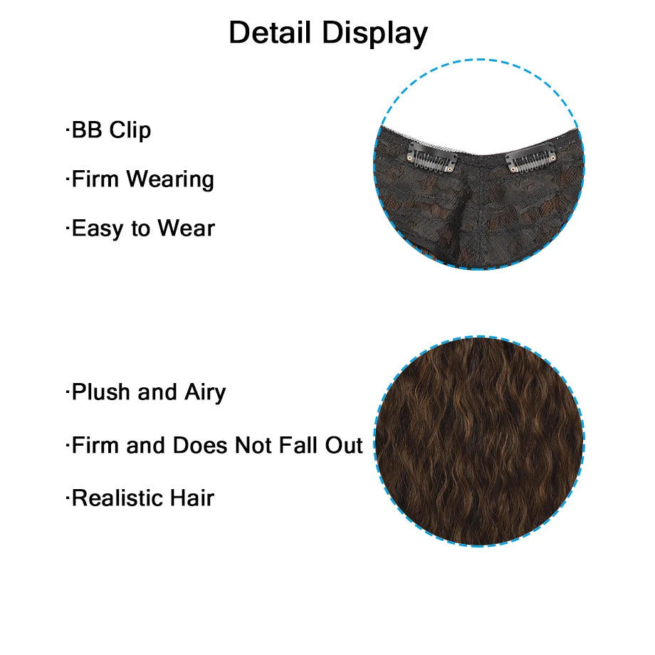 Water Wave Clip in Hair Extension Synthetic Hair Highlight Silky Soft Natural Look with Invisible Lace Weft Hairpieces for Women