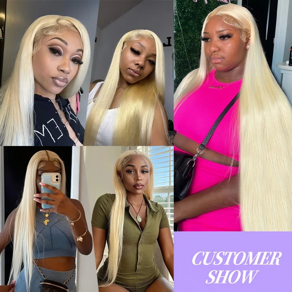 30" Blonde 613 HD Lace Front Human Hair Wig