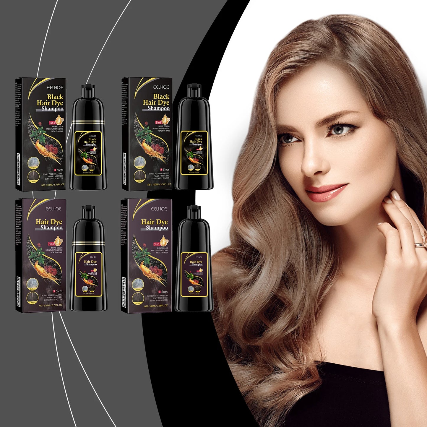 Herbal Black Hair Shampoo with Polygonum Essence