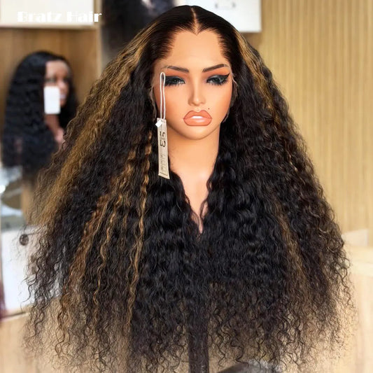 13x4 Highlight Water Wave Wig Human Hair 1b/30 Highlight Ombre Deep Wave Lace Front Wigs for Woman Ready to Wear Glueless Wigs