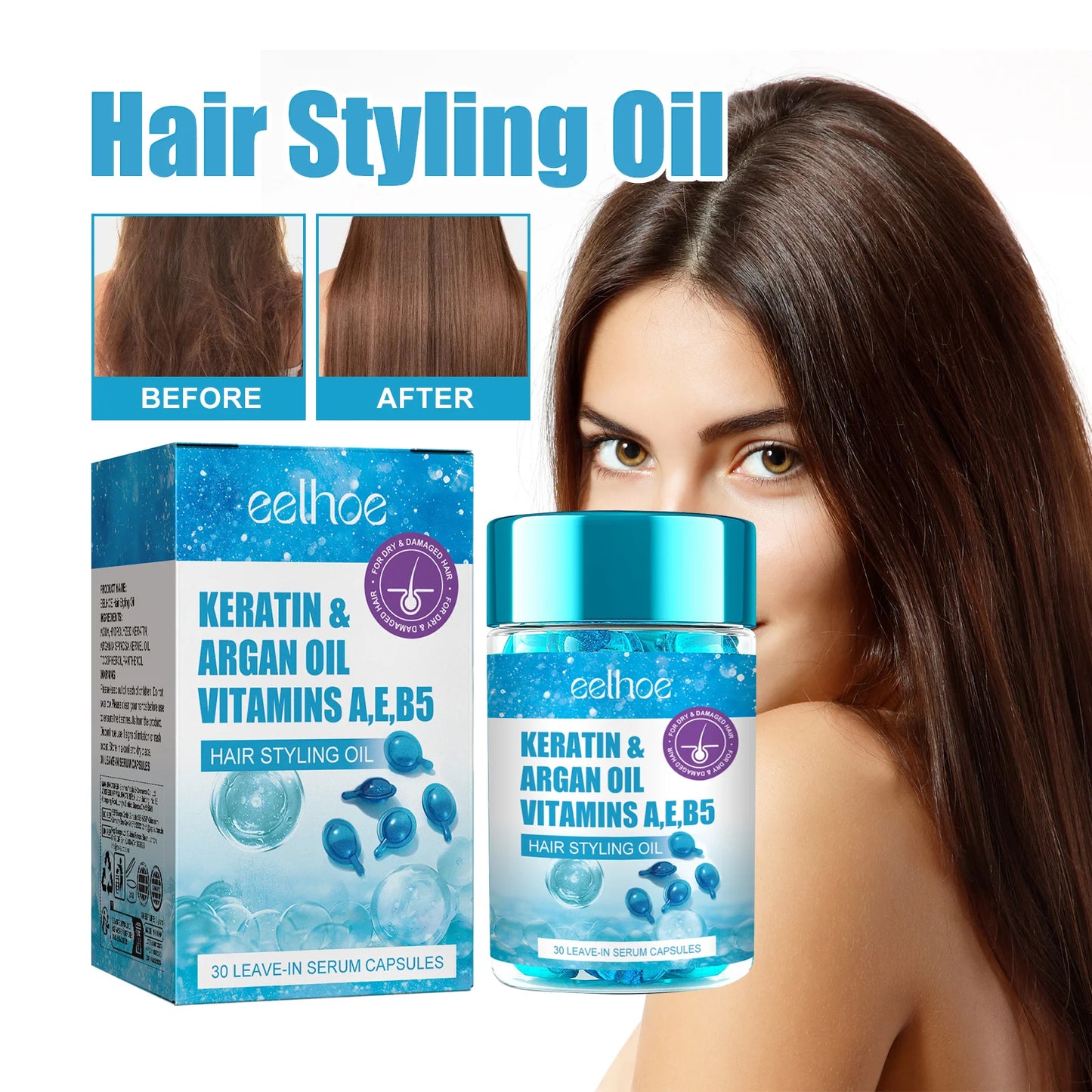 Keratin & Argan Oil Hair Serum for Smooth Shiny Hair
