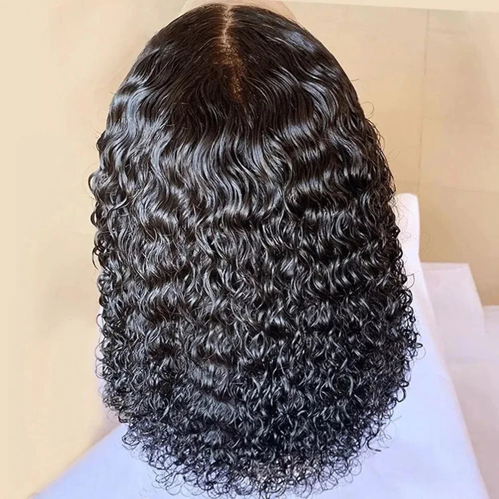 Glueless Deep Wave Wigs Human Hair 180 Density Pre Cut Lace Bob Wigs For Women Pre Plukced Bleached Knots Transparent Lace Front