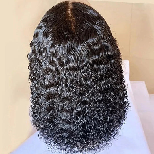 Glueless Deep Wave Wigs Human Hair 180 Density Pre Cut Lace Bob Wigs For Women Pre Plukced Bleached Knots Transparent Lace Front