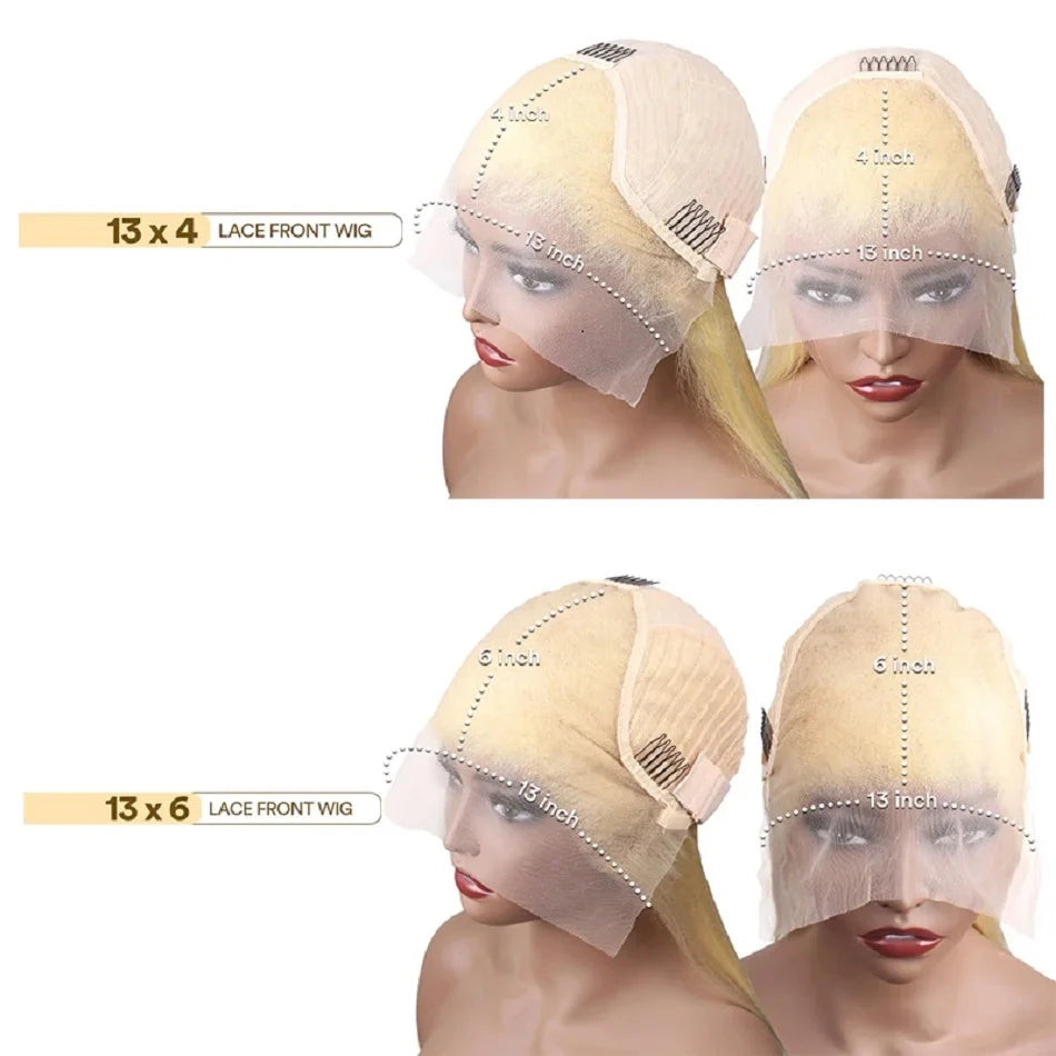 30" Blonde 613 HD Lace Front Human Hair Wig
