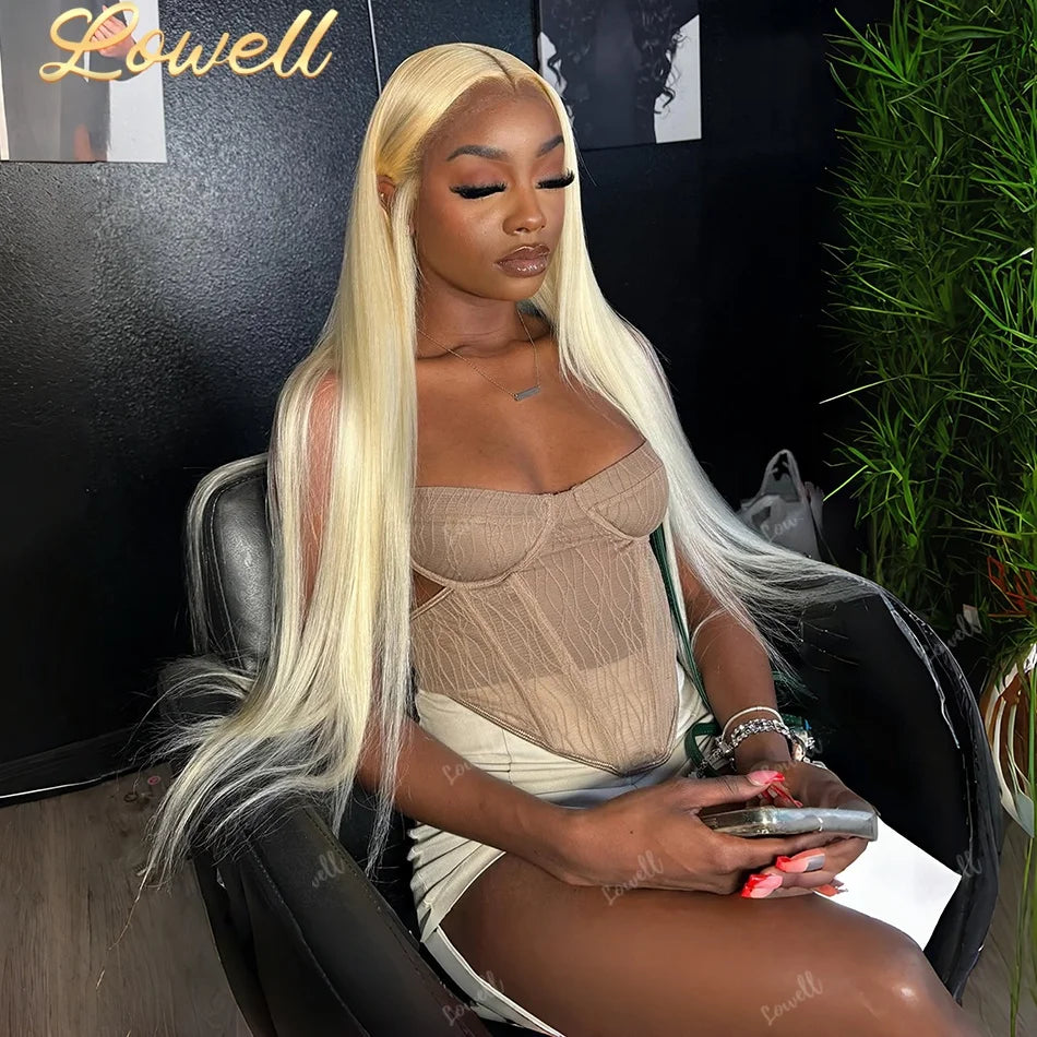 30" Blonde 613 HD Lace Front Human Hair Wig