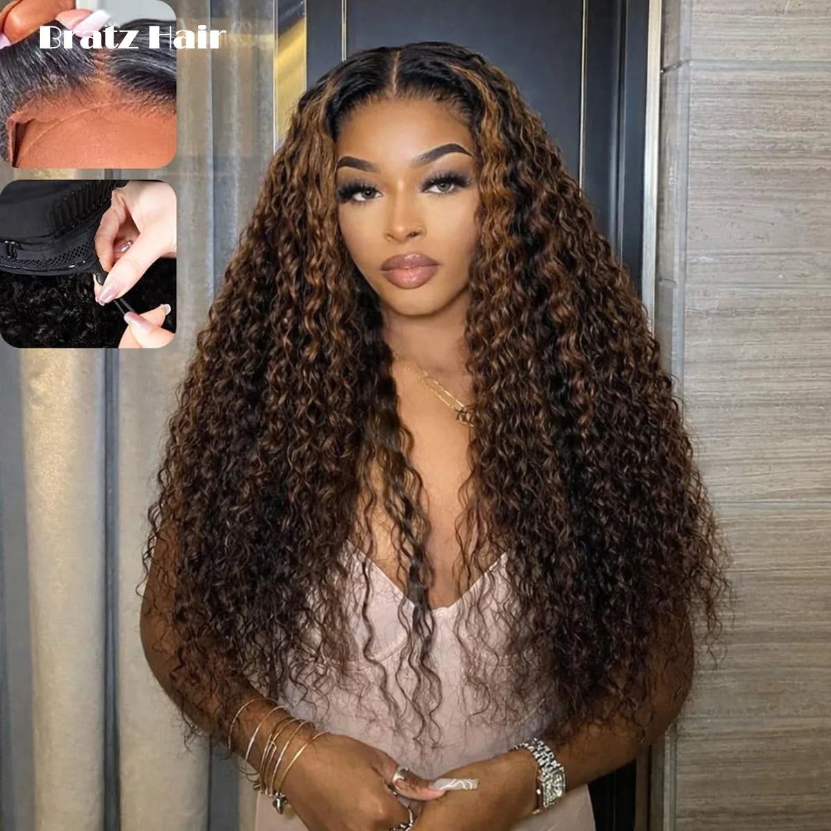13x4 Highlight Water Wave Wig Human Hair 1b/30 Highlight Ombre Deep Wave Lace Front Wigs for Woman Ready to Wear Glueless Wigs
