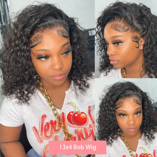 Deep Wave Bob HD Lace Front Human Hair Wig 230%