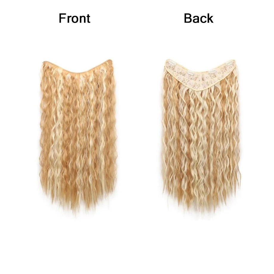 Water Wave Clip in Hair Extension Synthetic Hair Highlight Silky Soft Natural Look with Invisible Lace Weft Hairpieces for Women