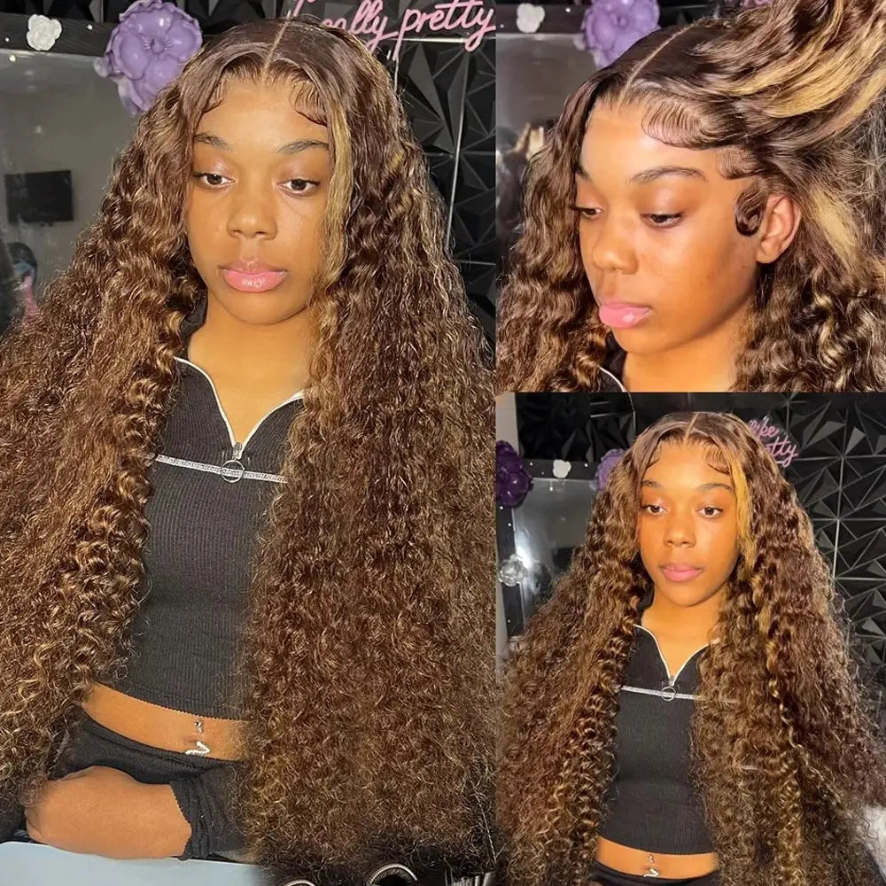 13x6 Hd Lace Deep Wave Frontal Wig 250 300 Density Human Hair Wigs Highlight Wig Human Hair Curly Lace Front Human Hair Wigs