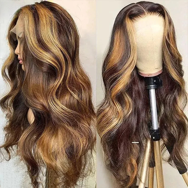 Blue Highlight Ombre Blonde Wig Body Wave Lace Frontal Wigs 13X4 HD Lace Wig Synthetic High Quality Pre Plucked Daily Cosplay