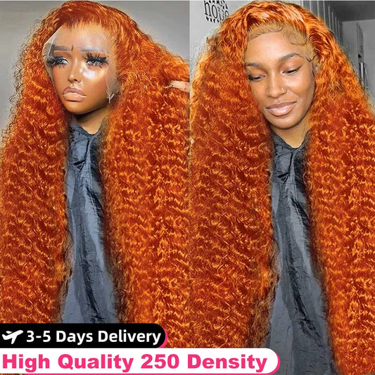 Colored Ginger Deep Wave Wig 13x6 Hd Lace Deep Wave Frontal Wig 250 300 Density Human Hair Wigs Curly Lace Front Human Hair Wigs