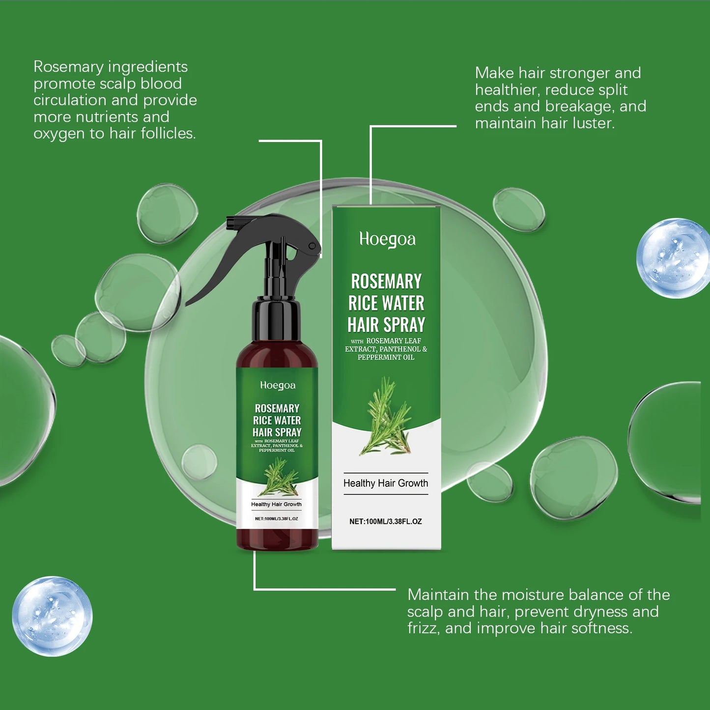 Rosemary Rice Water Hair Spray for Stronger Healthy Hair