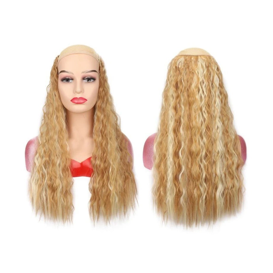 Water Wave Clip in Hair Extension Synthetic Hair Highlight Silky Soft Natural Look with Invisible Lace Weft Hairpieces for Women