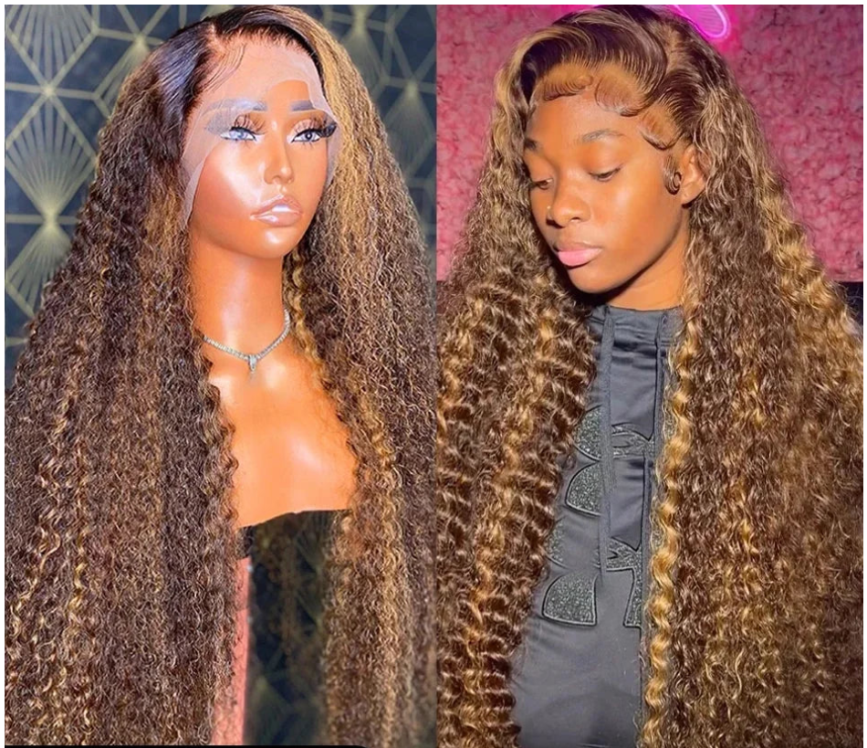 13x6 Hd Lace Deep Wave Frontal Wig 250 300 Density Human Hair Wigs Highlight Wig Human Hair Curly Lace Front Human Hair Wigs